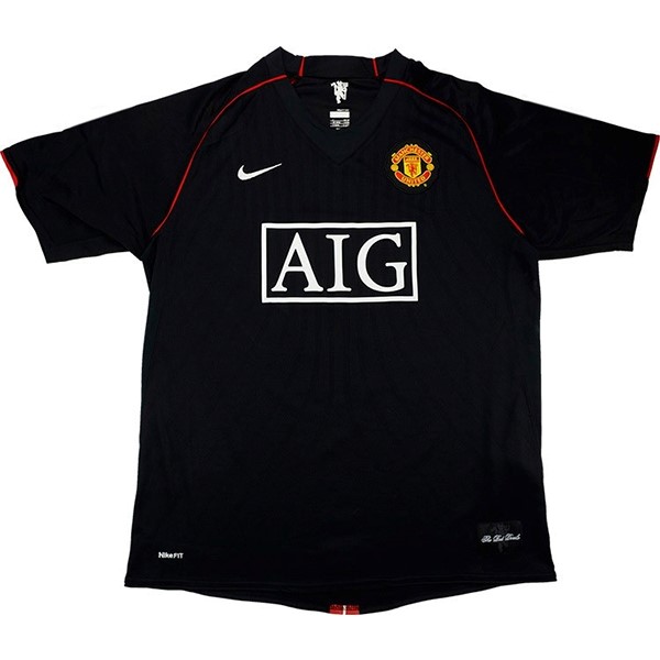 Ausweichtrikot Thailand Manchester United Retro 2007 2008 Schwarz Günstige Fußballtrikots